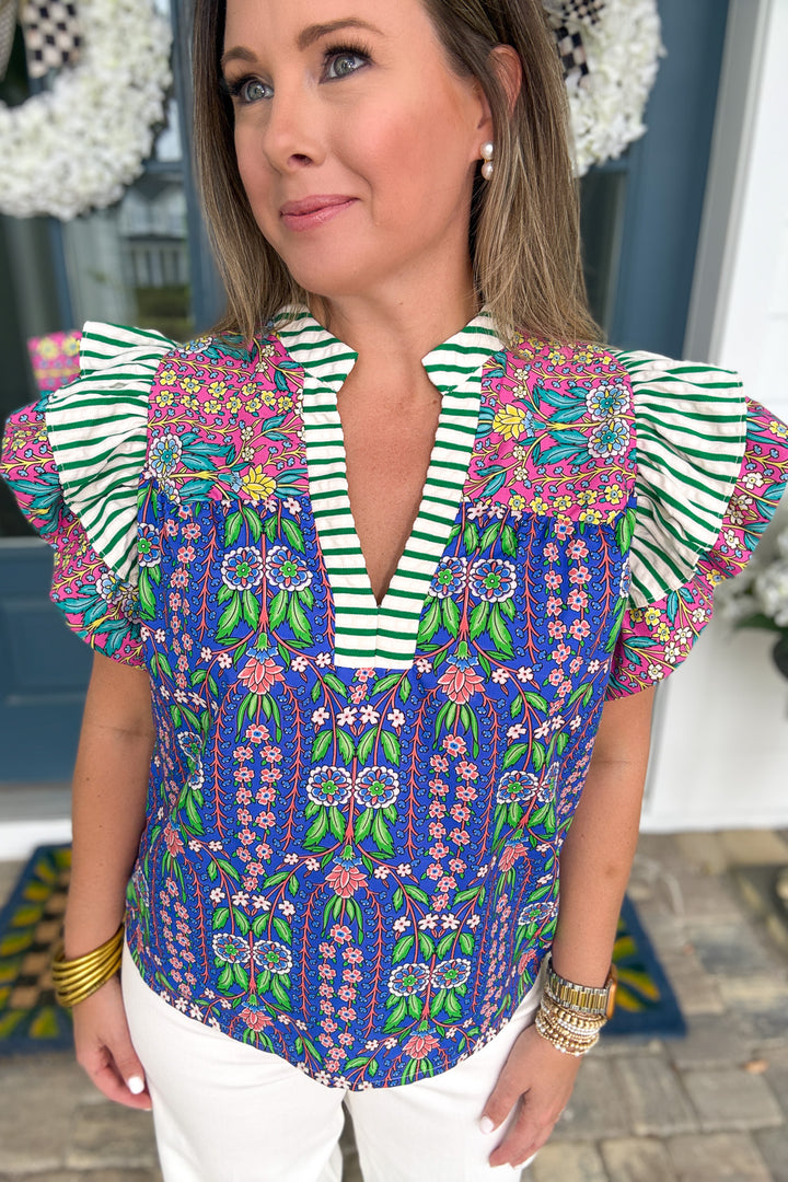THML: Mixed It Up Flutter Sleeve Blouse