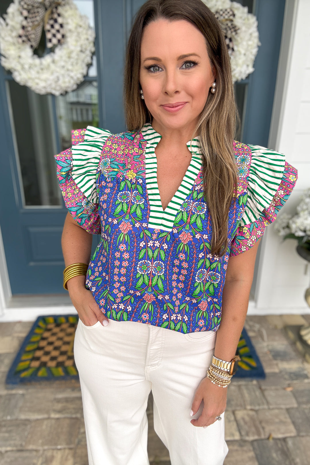 THML: Mixed It Up Flutter Sleeve Blouse