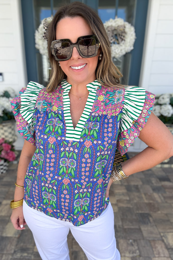 THML: Mixed It Up Flutter Sleeve Blouse