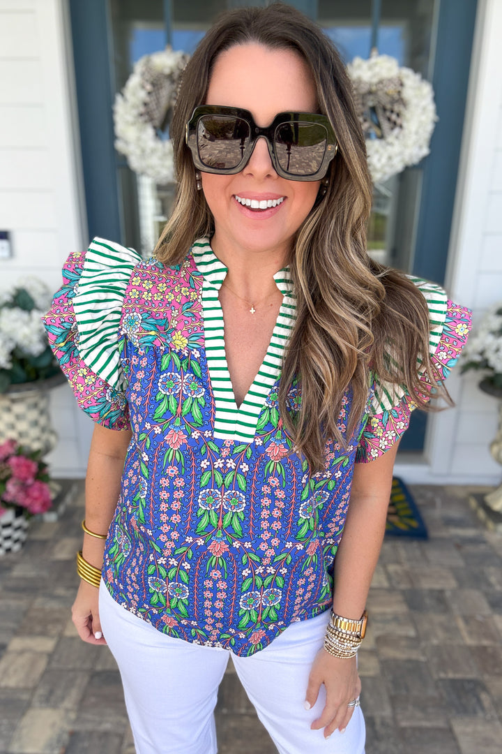 THML: Mixed It Up Flutter Sleeve Blouse