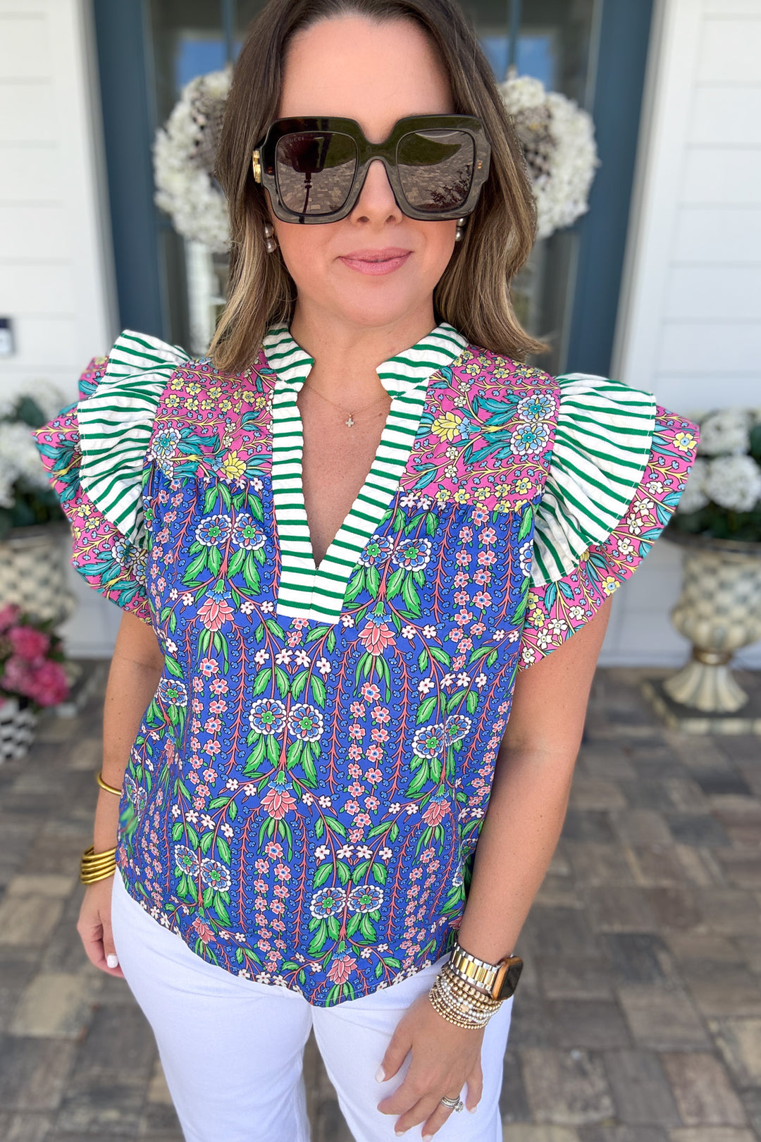 THML: Mixed It Up Flutter Sleeve Blouse