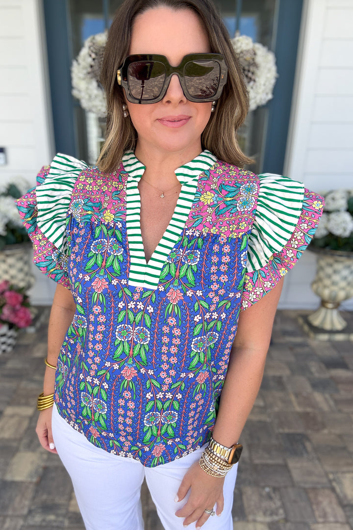 THML: Mixed It Up Flutter Sleeve Blouse