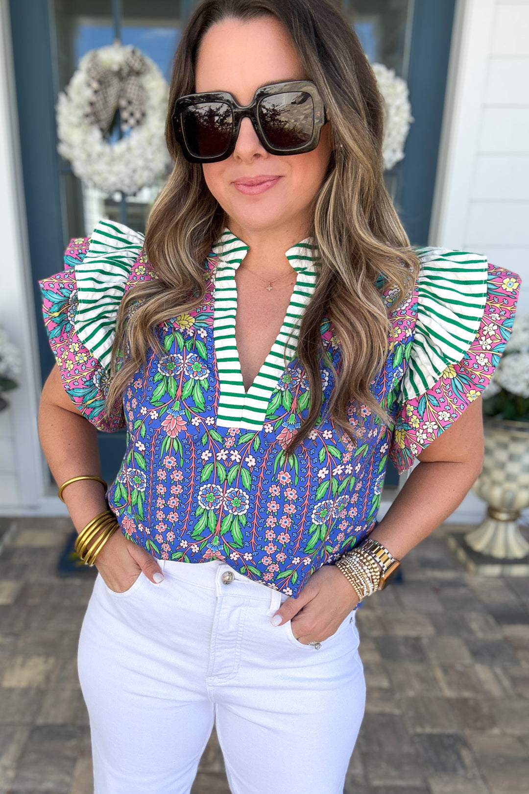 THML: Mixed It Up Flutter Sleeve Blouse