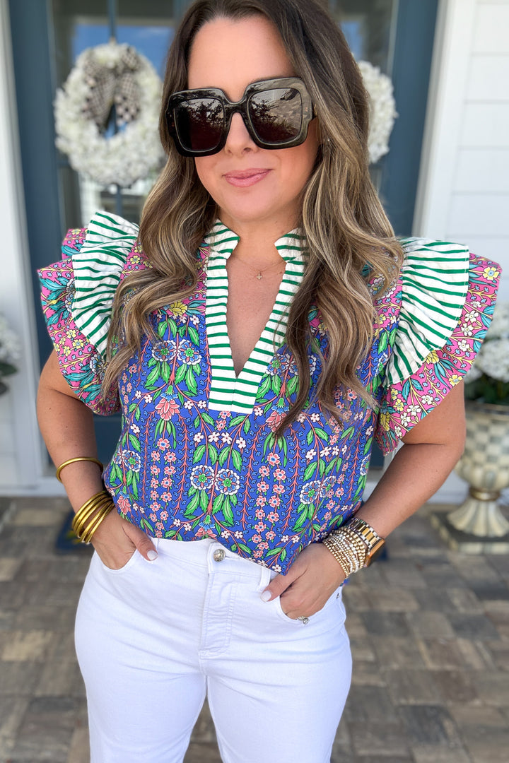 THML: Mixed It Up Flutter Sleeve Blouse