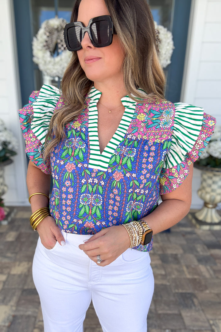 THML: Mixed It Up Flutter Sleeve Blouse