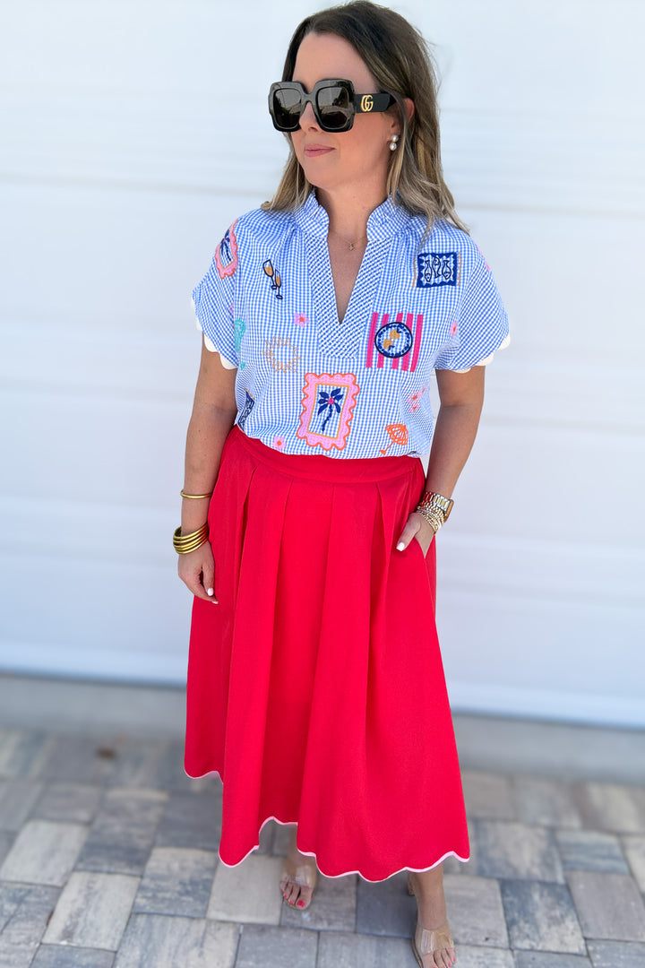 THML: Santorini Stitched Gingham Blouse