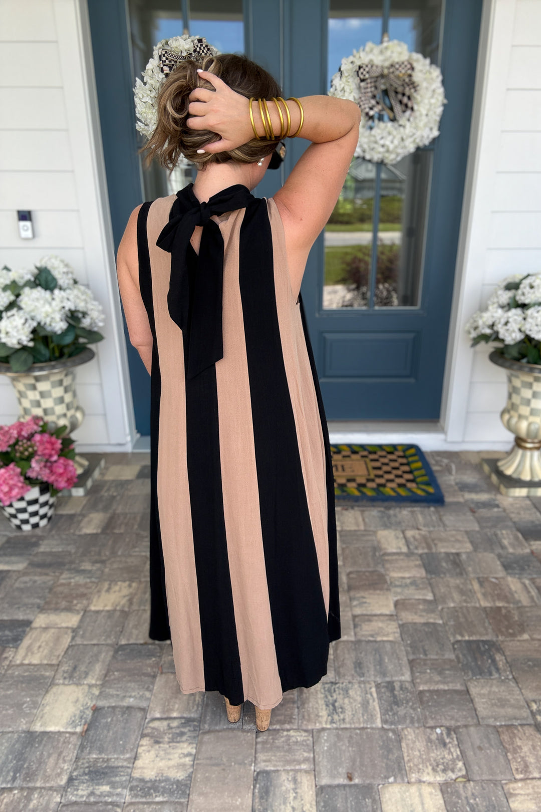 THML: Color Block Maxi Dream Dress - Black + Khaki