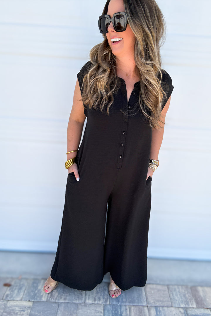 Effortless Chic Black Wide Leg Jumpsuit