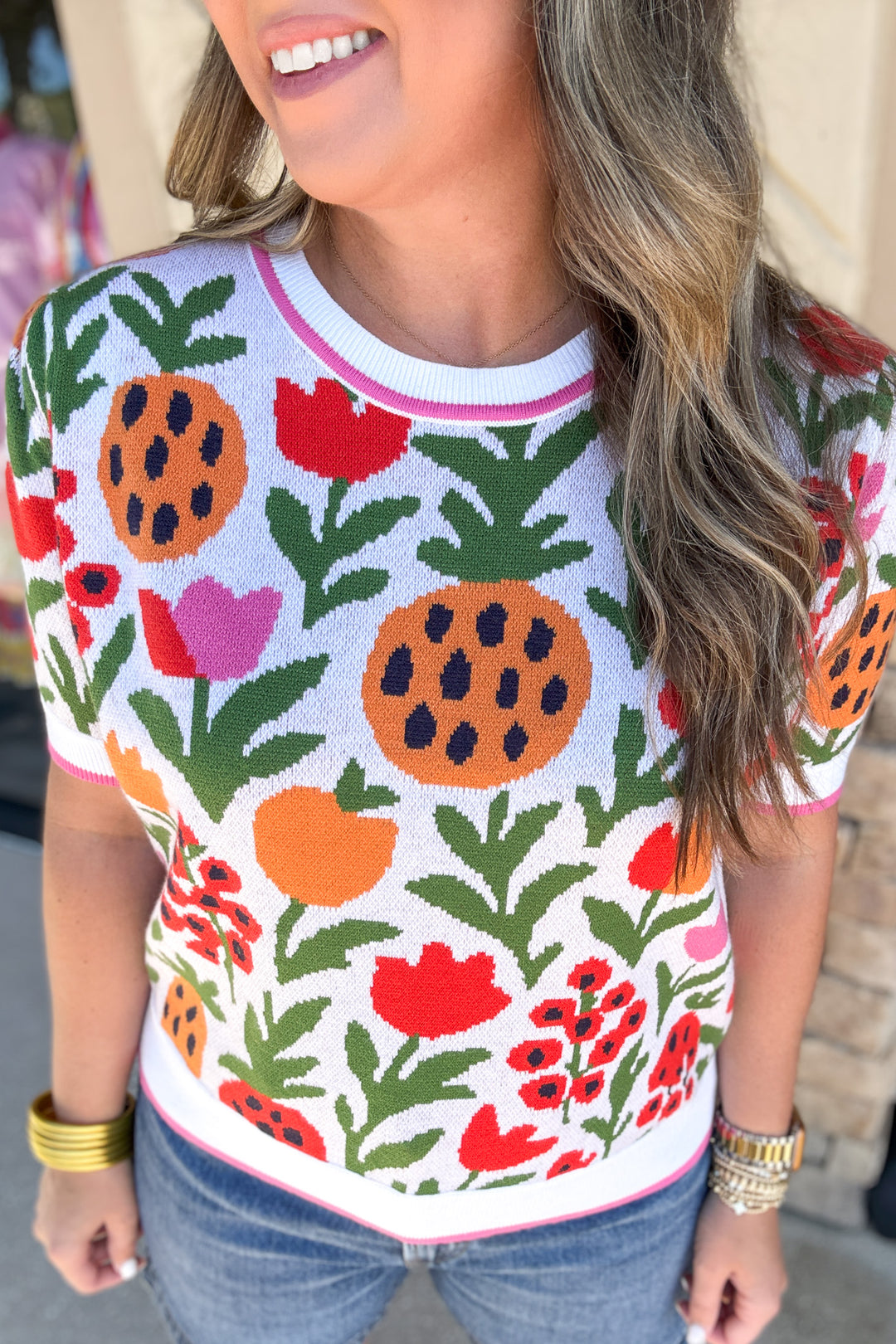 Pineapple Garden Sweater Top