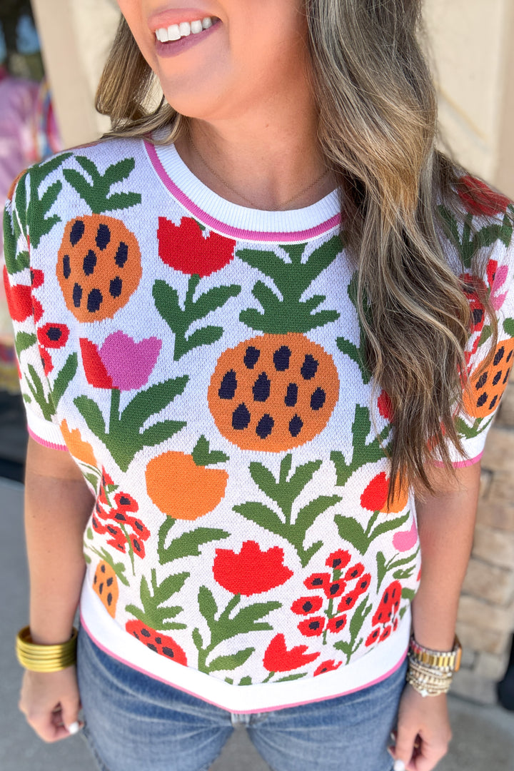 Pineapple Garden Sweater Top
