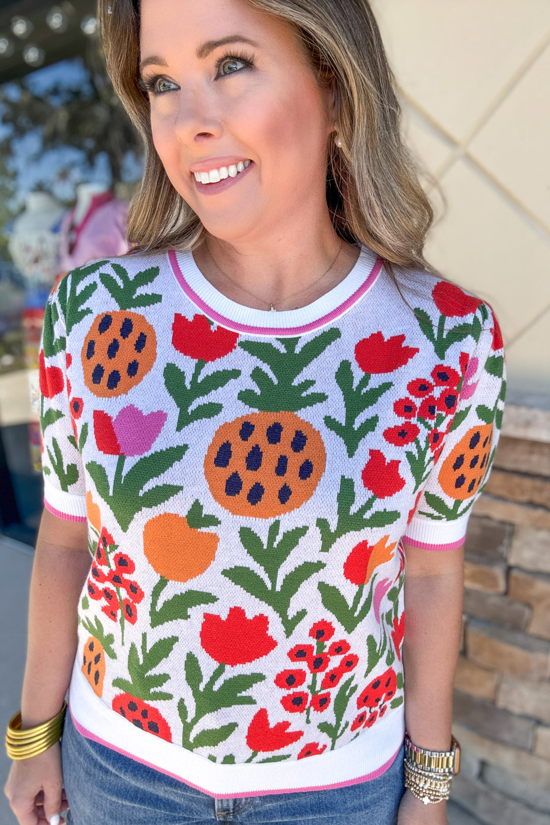 Pineapple Garden Sweater Top