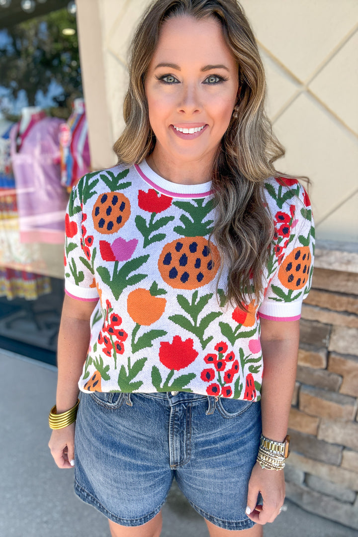Pineapple Garden Sweater Top