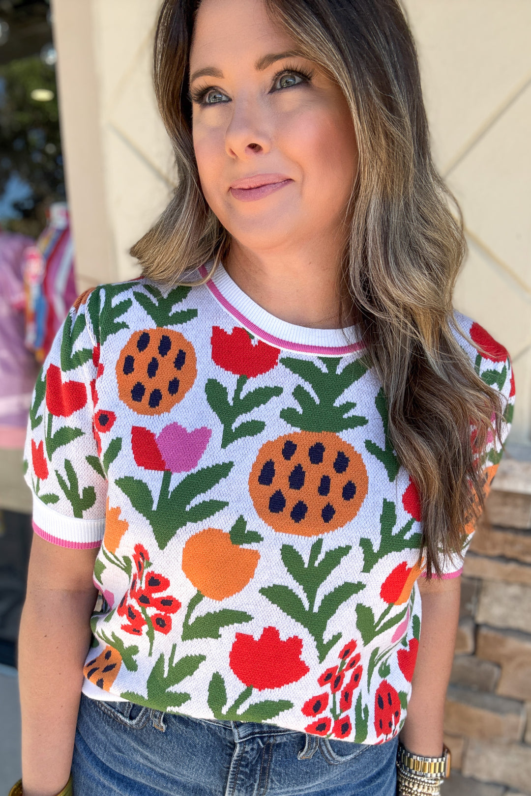 Pineapple Garden Sweater Top