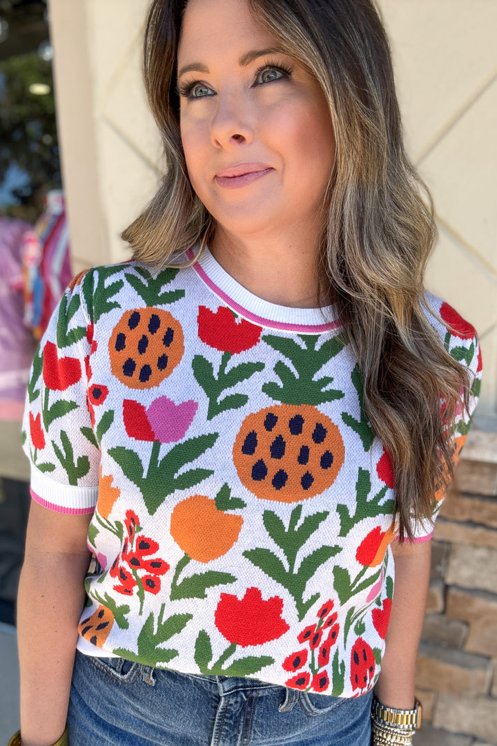 Pineapple Garden Sweater Top