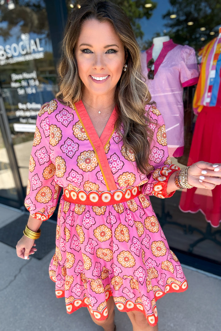 Sunset Medallion Wrap Dress