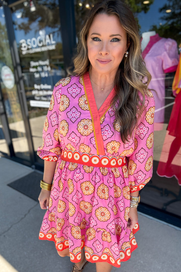 Sunset Medallion Wrap Dress