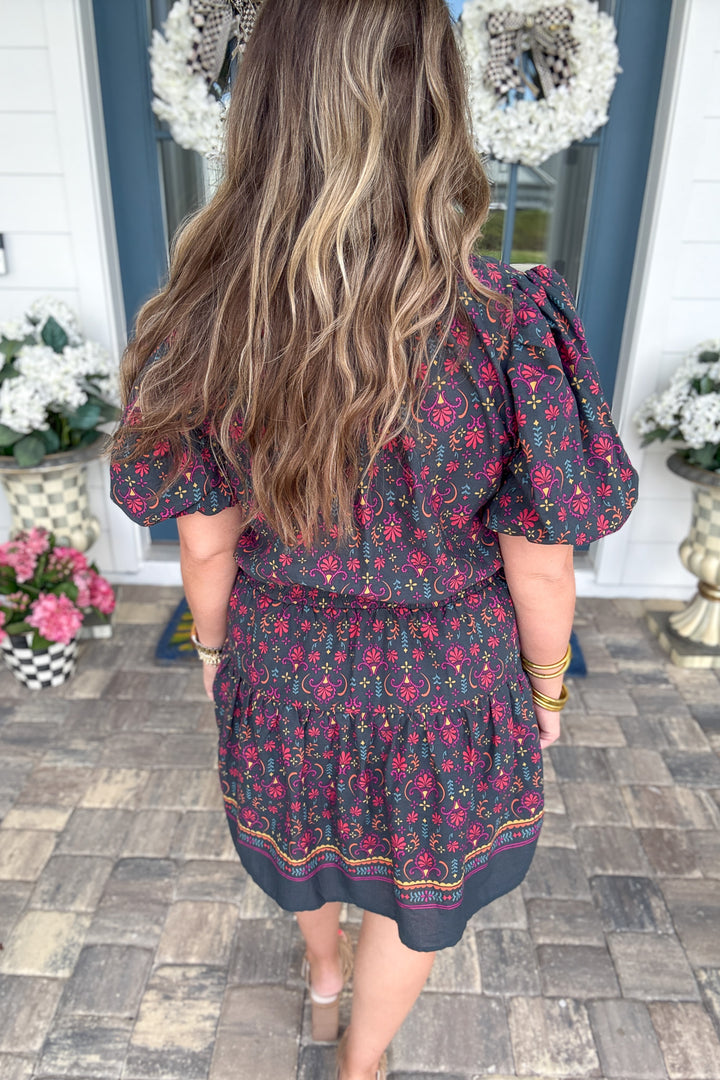 Midnight Bloom Mini Dress