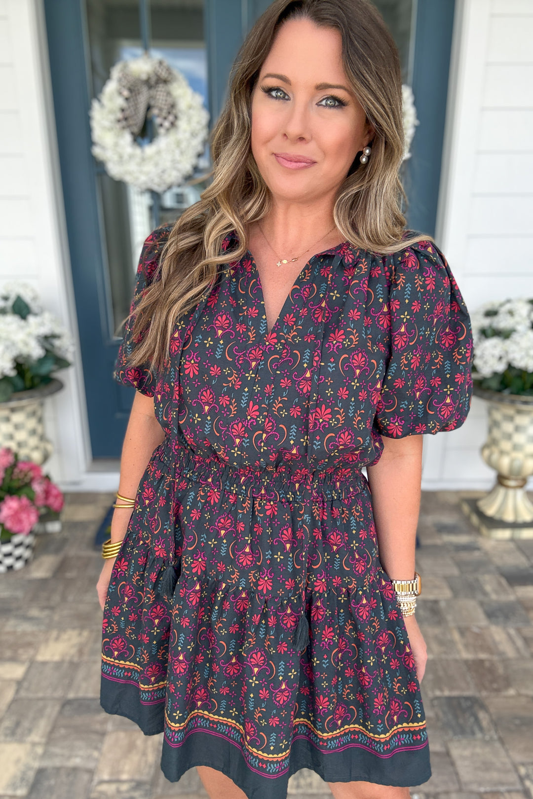Midnight Bloom Mini Dress