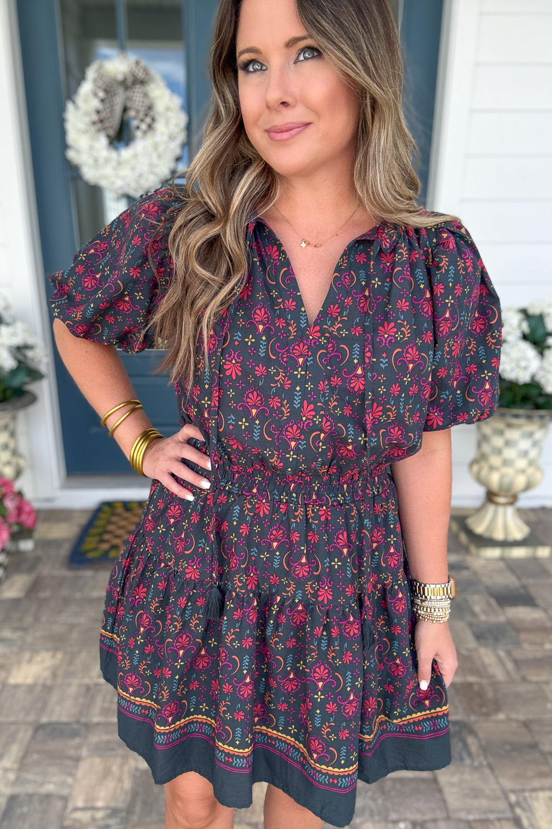 Midnight Bloom Mini Dress