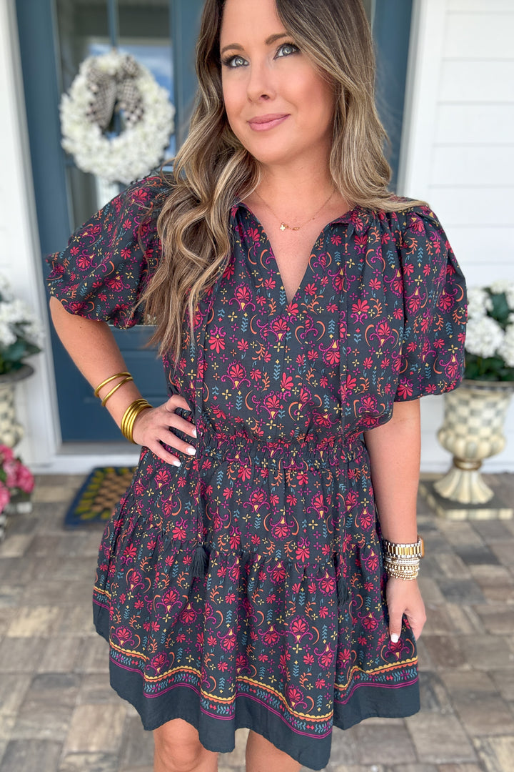 Midnight Bloom Mini Dress
