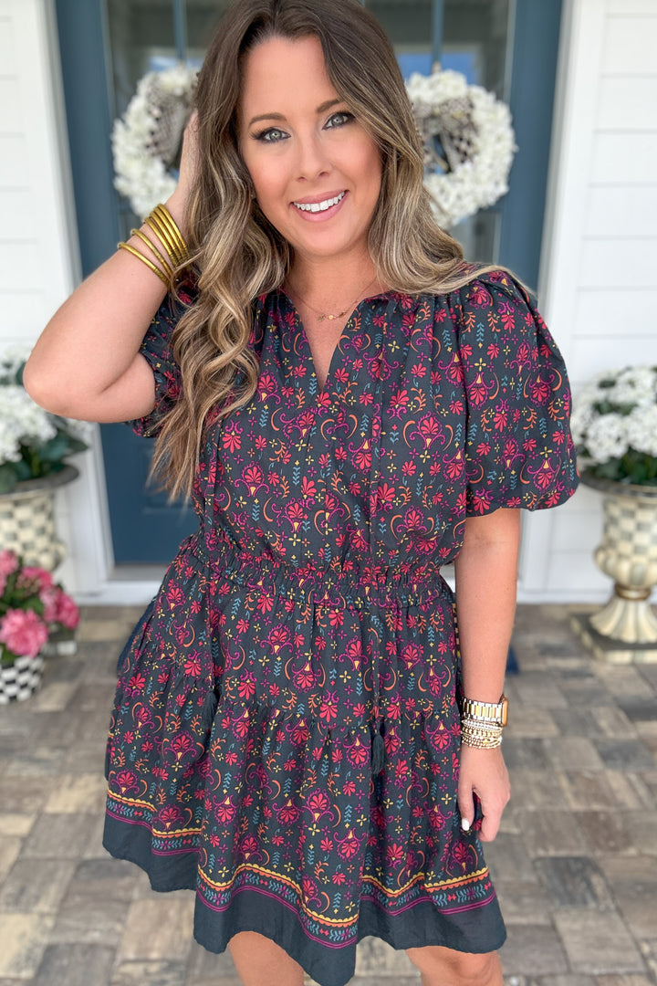 Midnight Bloom Mini Dress