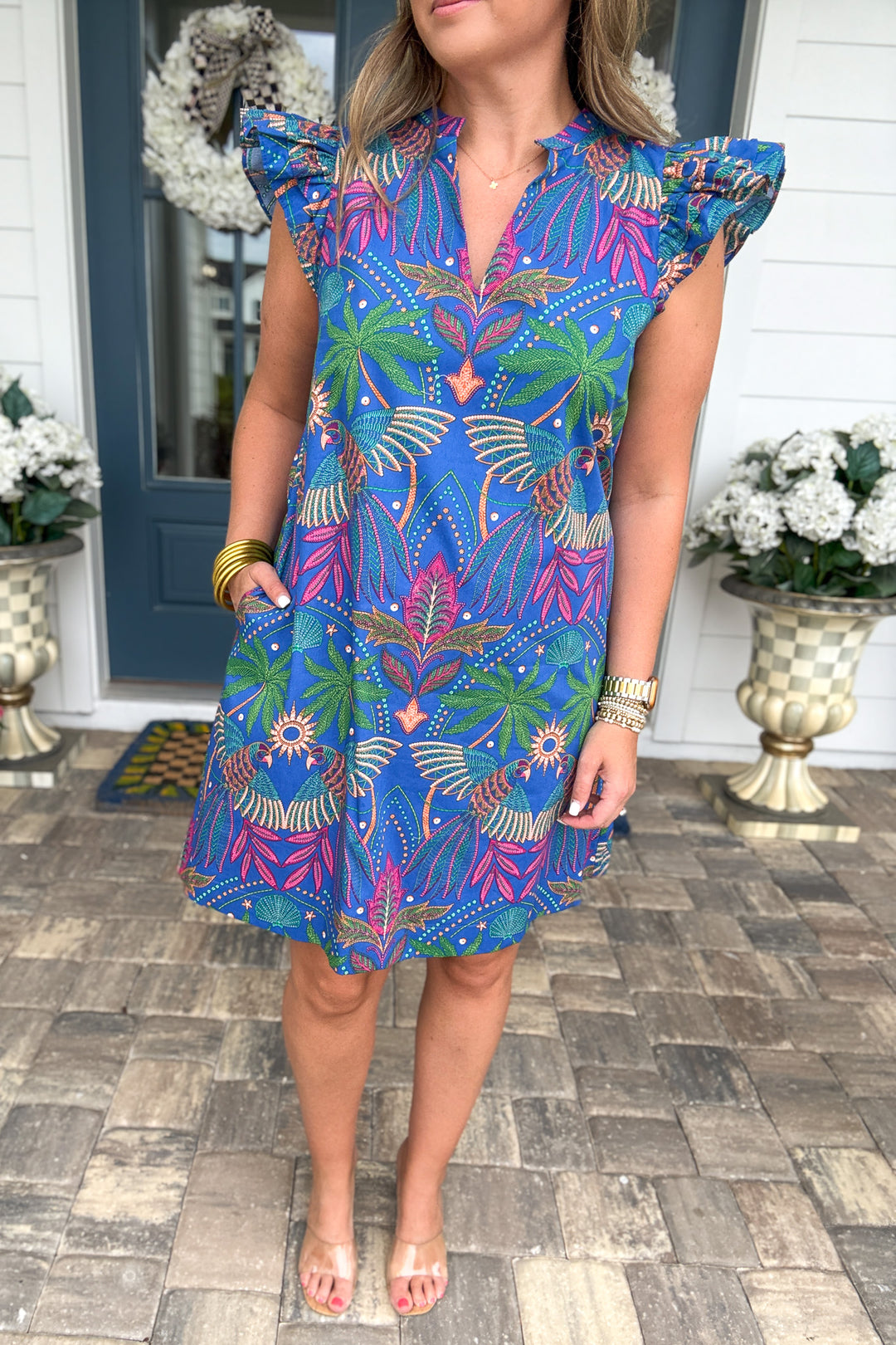 Yori Tropical  Ruffle Mini Dress