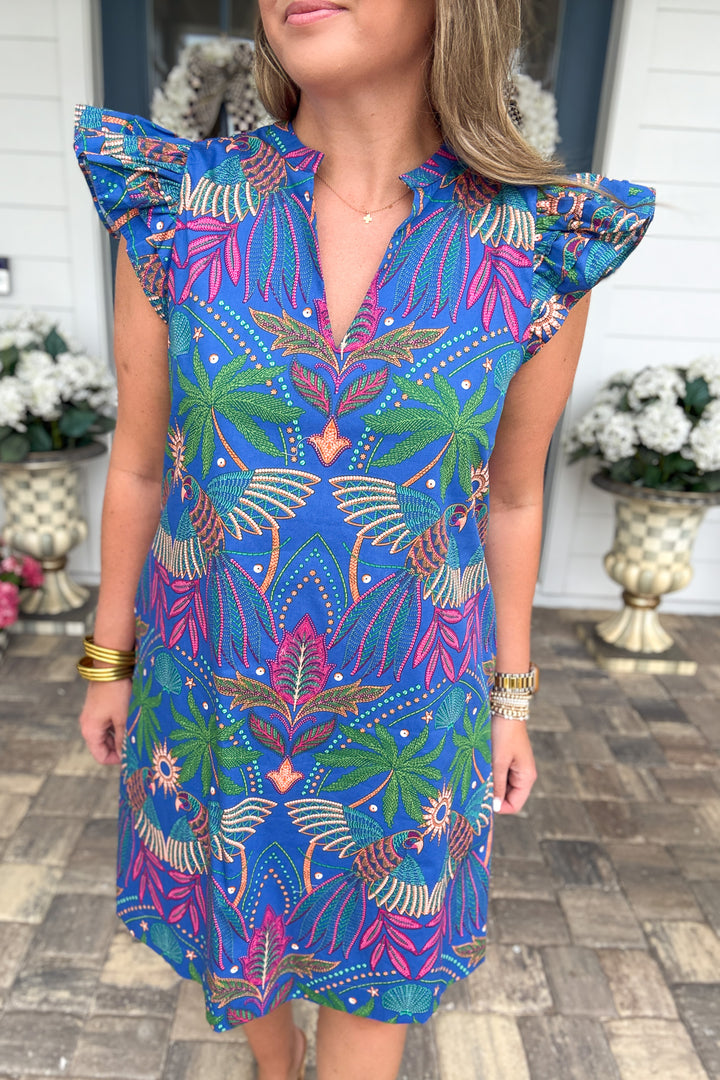 Yori Tropical  Ruffle Mini Dress