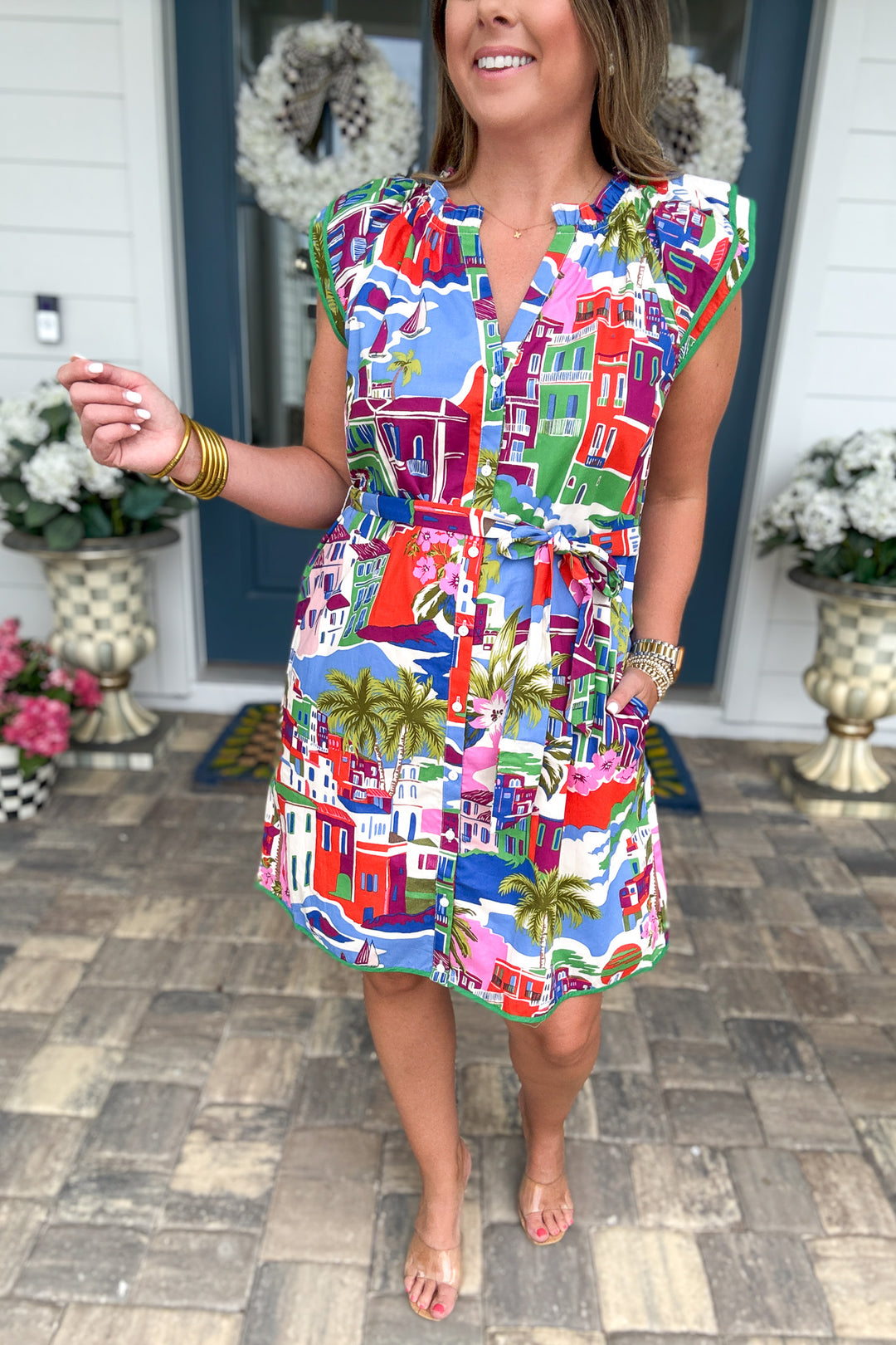 Postcard Paradise Ruffle Mini Dress