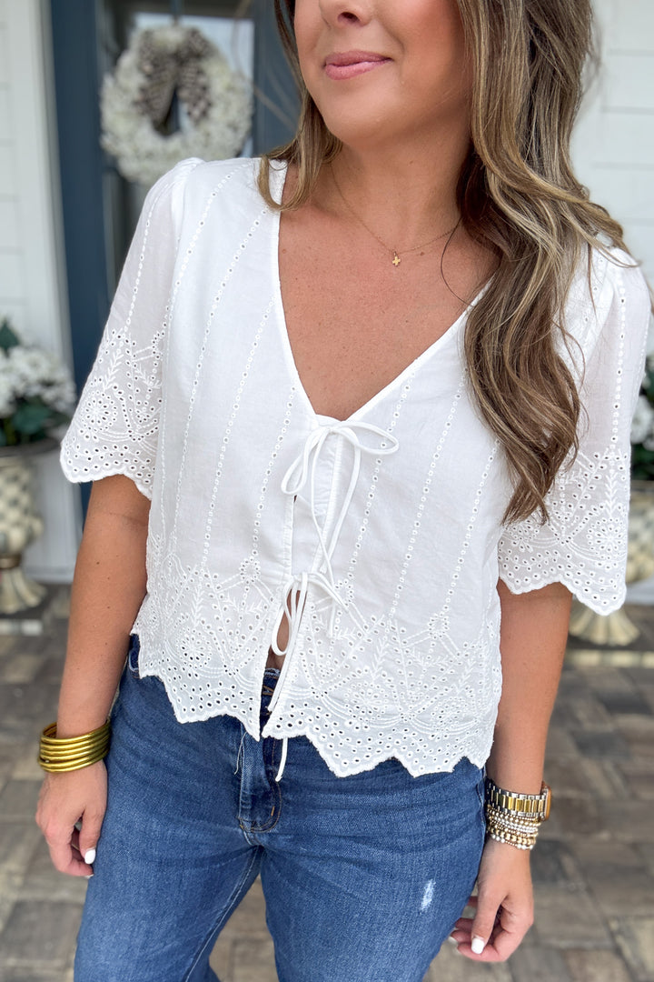 Z Supply: Oceanside Embroidered Top -  White