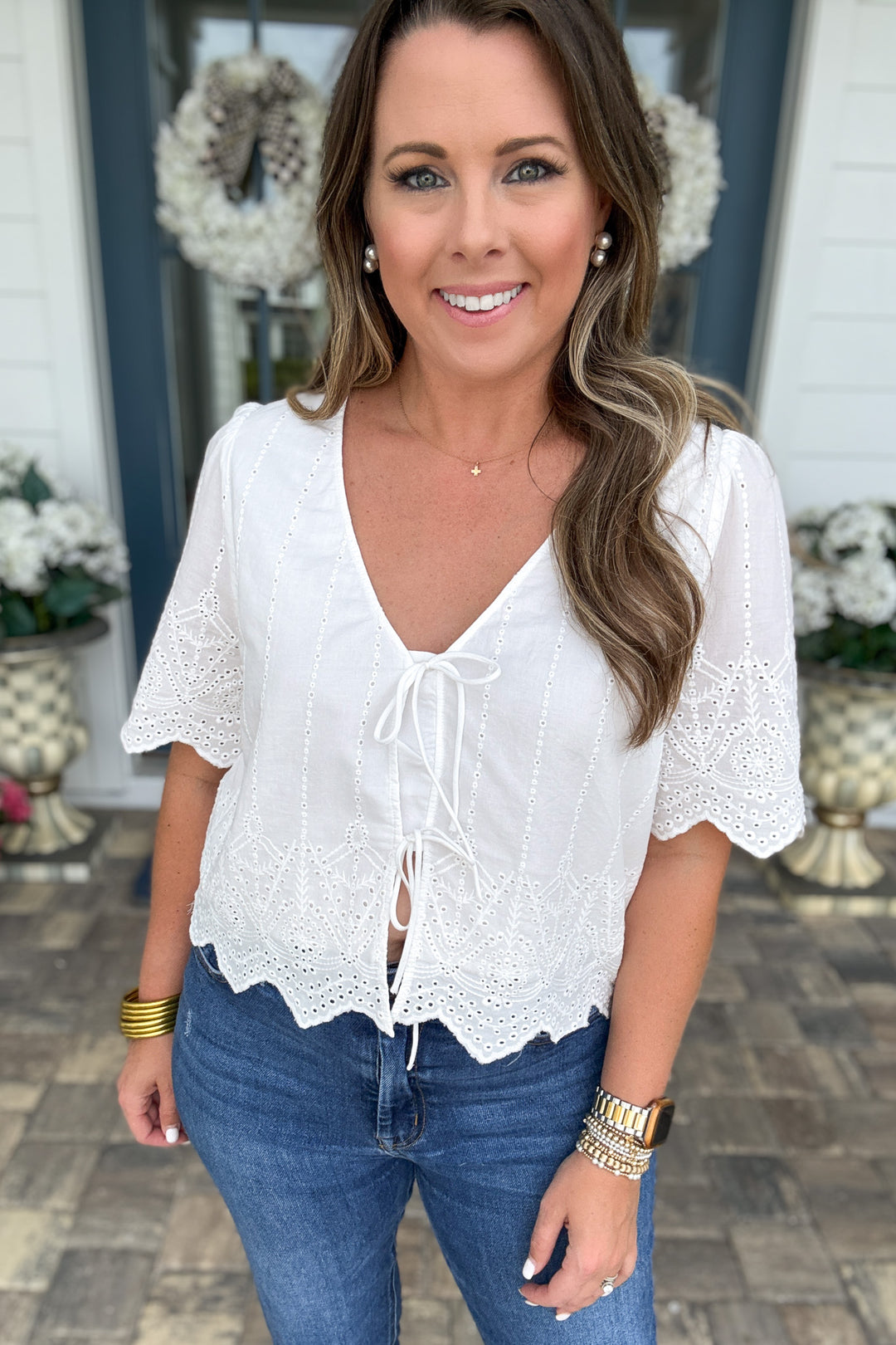 Z Supply: Oceanside Embroidered Top -  White