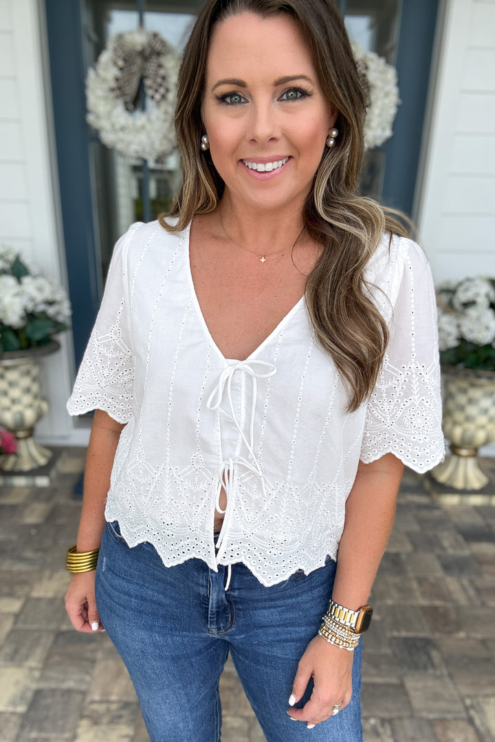Z Supply: Oceanside Embroidered Top -  White
