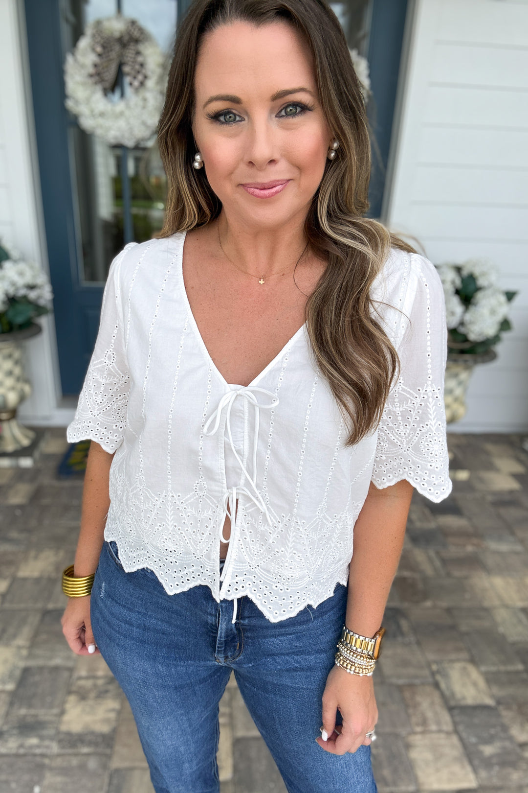Z Supply: Oceanside Embroidered Top -  White