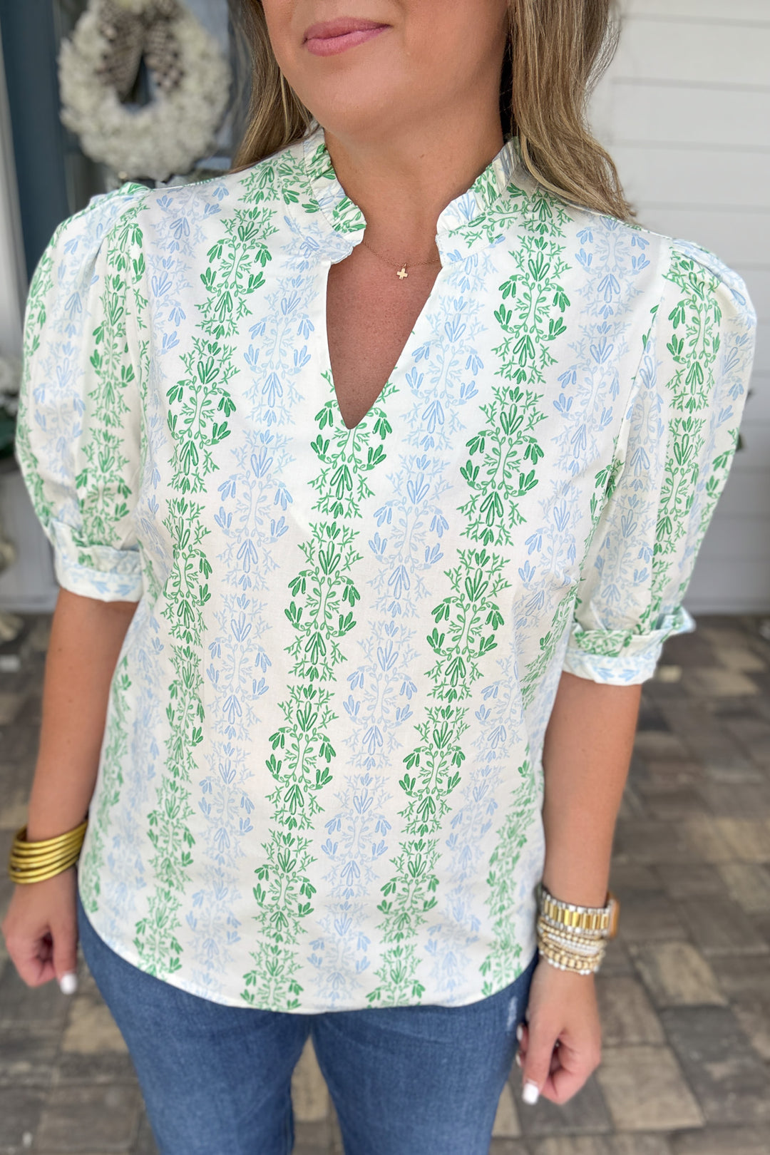 Mary Square: Colette Top Heirloom Vine Green