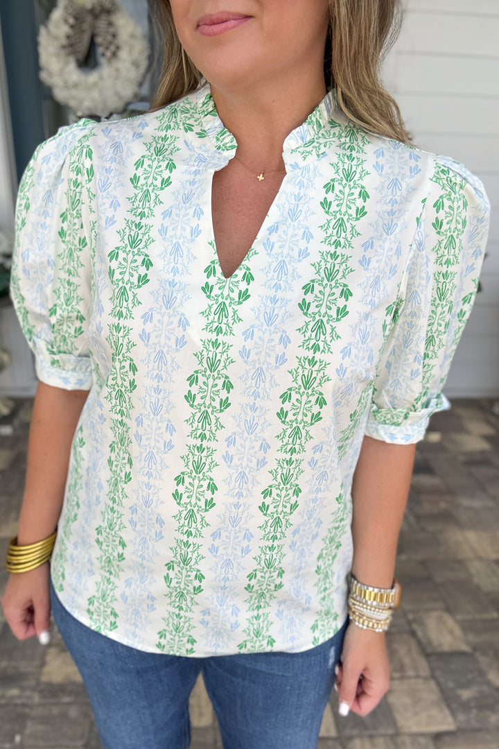 Mary Square: Colette Top Heirloom Vine Green