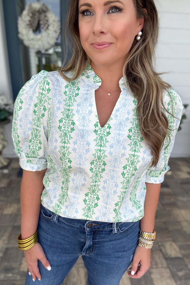 Mary Square: Colette Top Heirloom Vine Green
