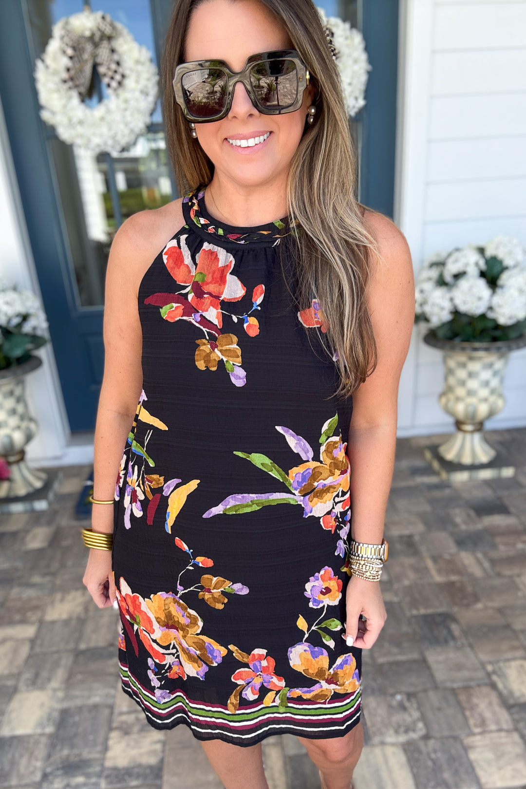 THML: Painted Garden Halter Dress