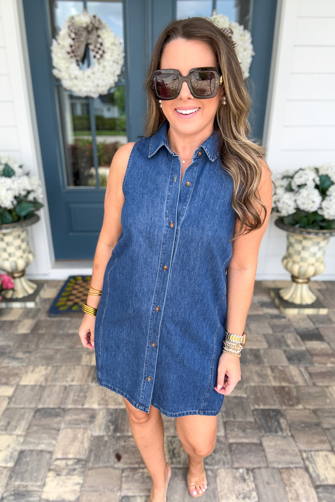 Z Supply: New Day Denim Mini Dress - Deep Water
