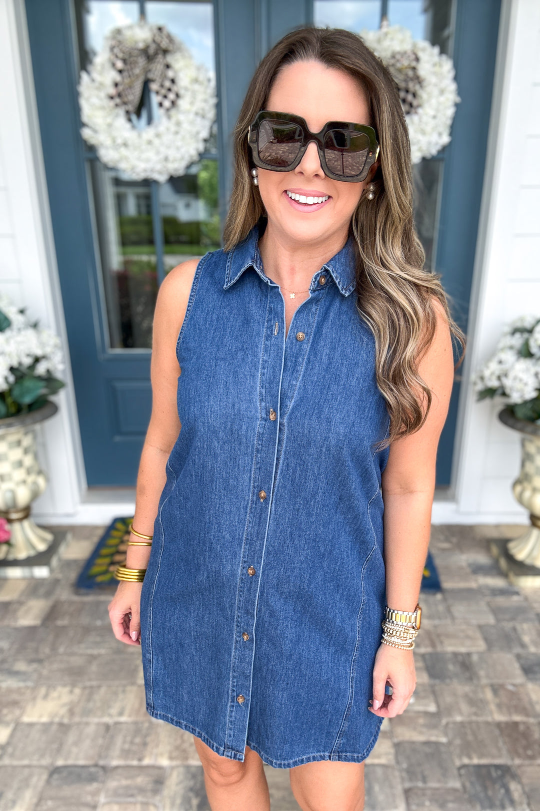 Z Supply: New Day Denim Mini Dress - Deep Water