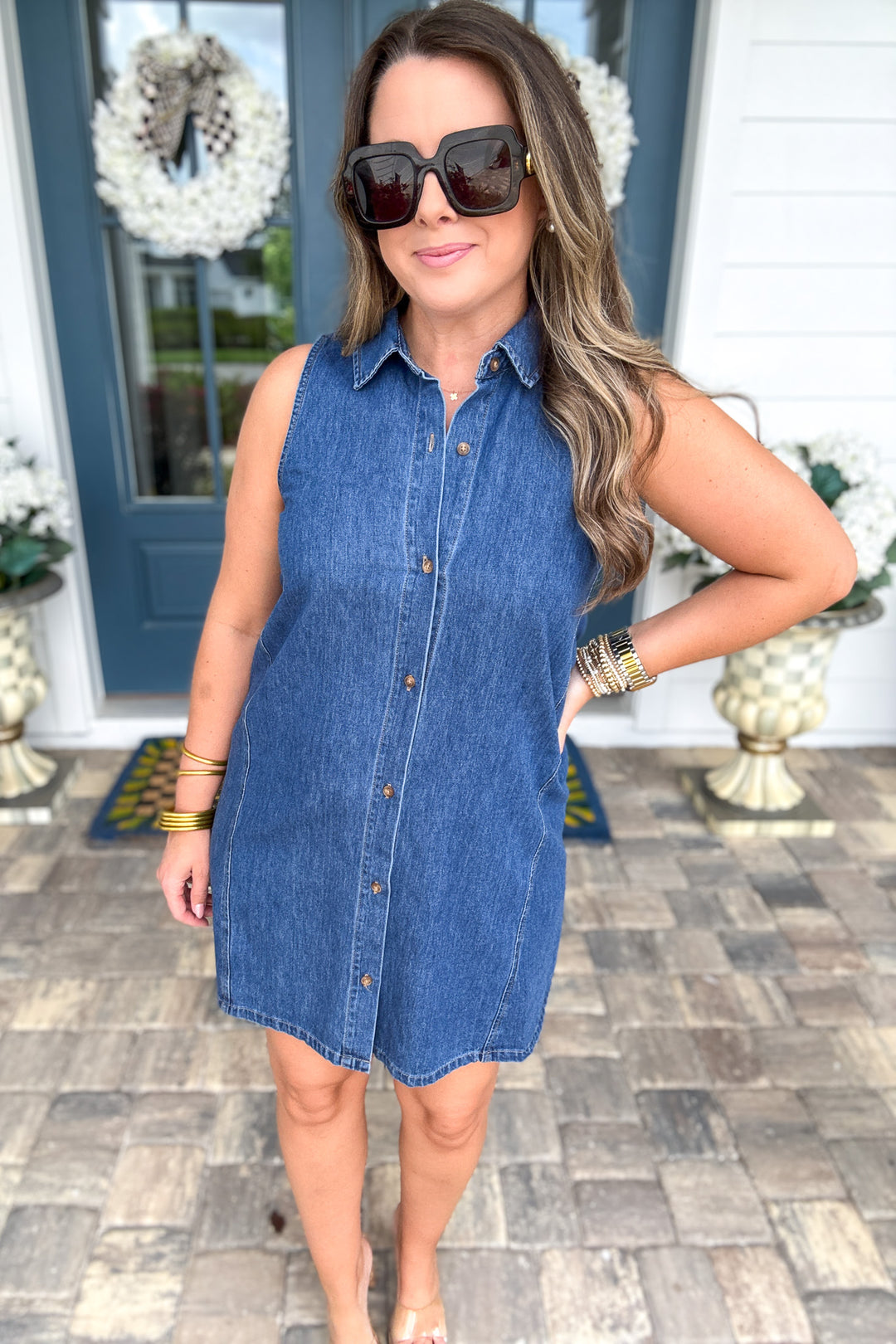 Z Supply: New Day Denim Mini Dress - Deep Water