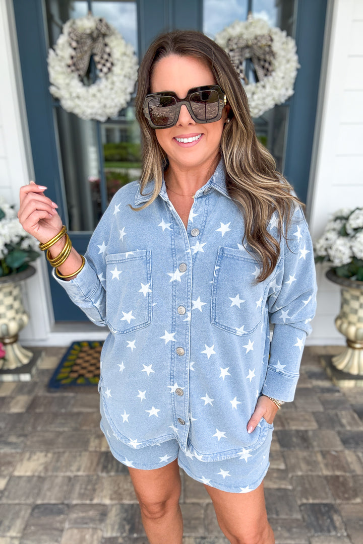 Z Supply: All Day Knit Star Jacket -  Ocean Air Indigo