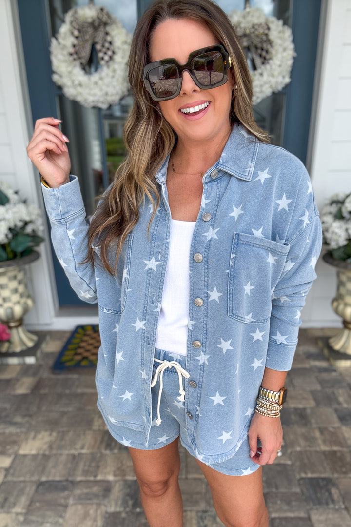 Z Supply: All Day Knit Star Jacket -  Ocean Air Indigo