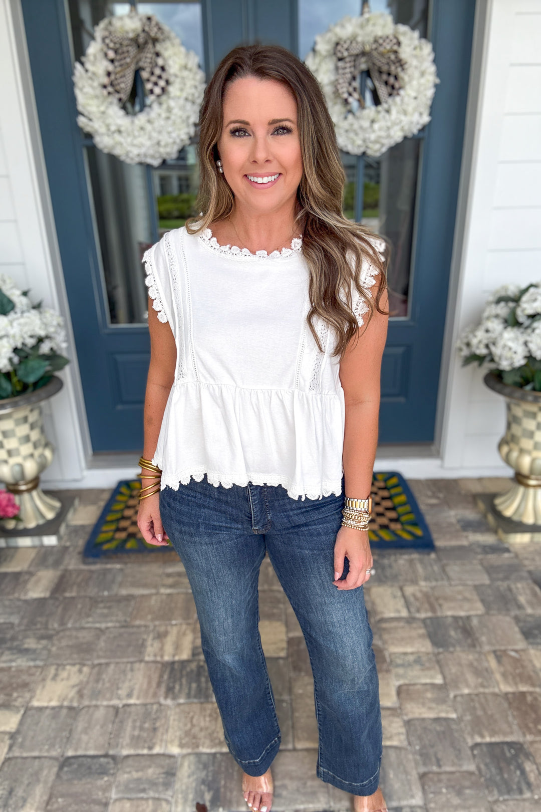 Soft Washed Lace Tank - Off White