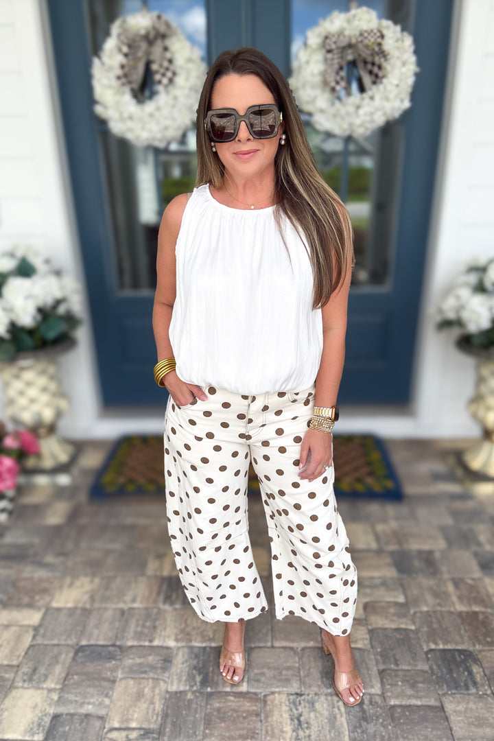 Polka Dot Barrel Jean - Oatmeal