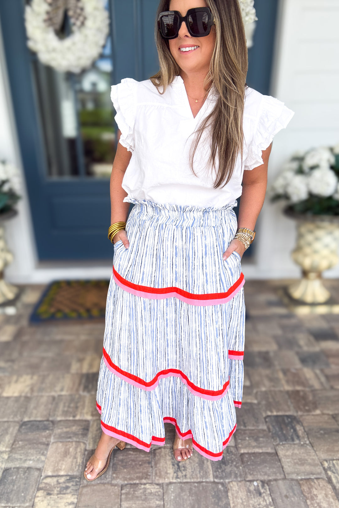 THML: Rest Assured Stripe Maxi Skirt
