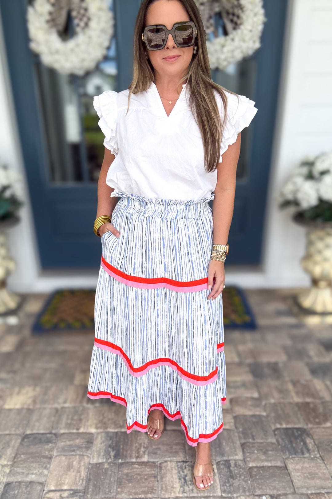 THML: Rest Assured Stripe Maxi Skirt