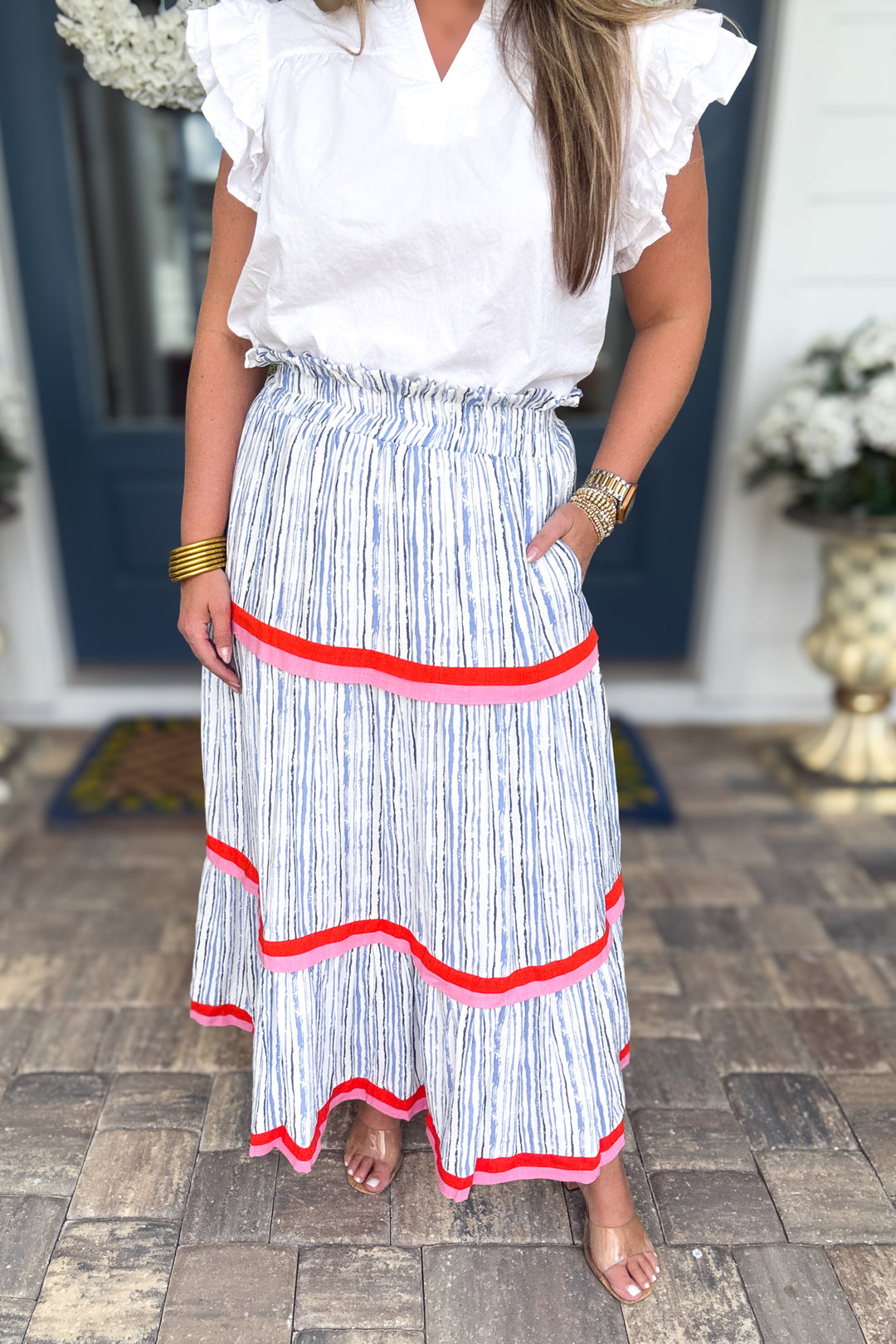 THML: Rest Assured Stripe Maxi Skirt
