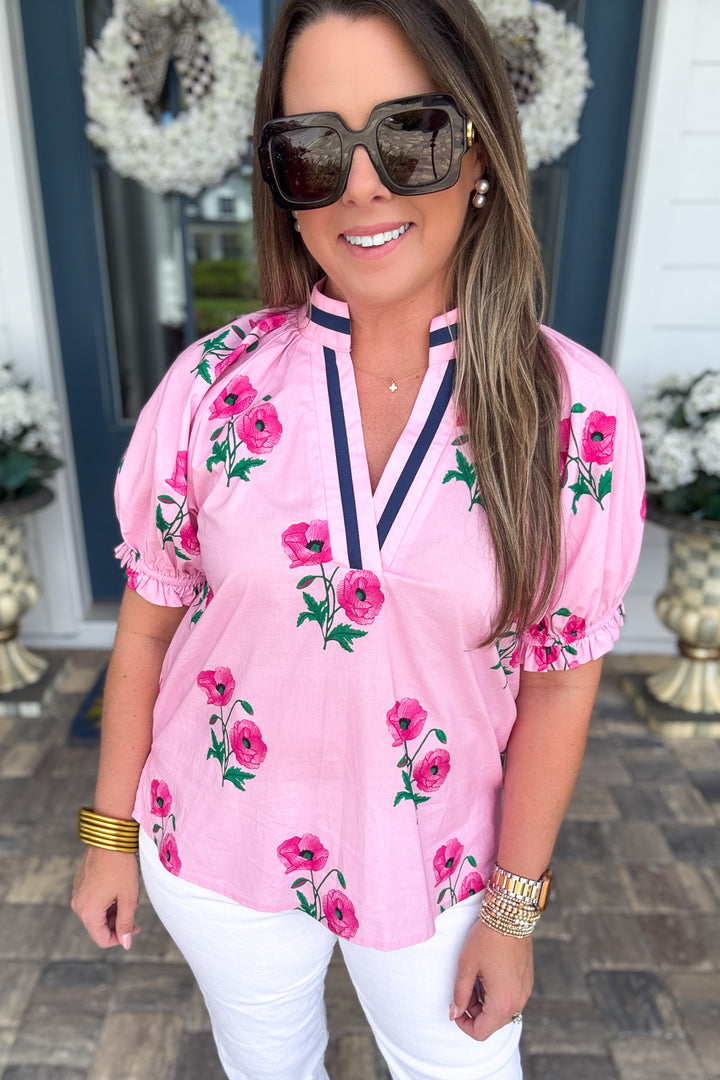 Pink Petals & Pearls Top