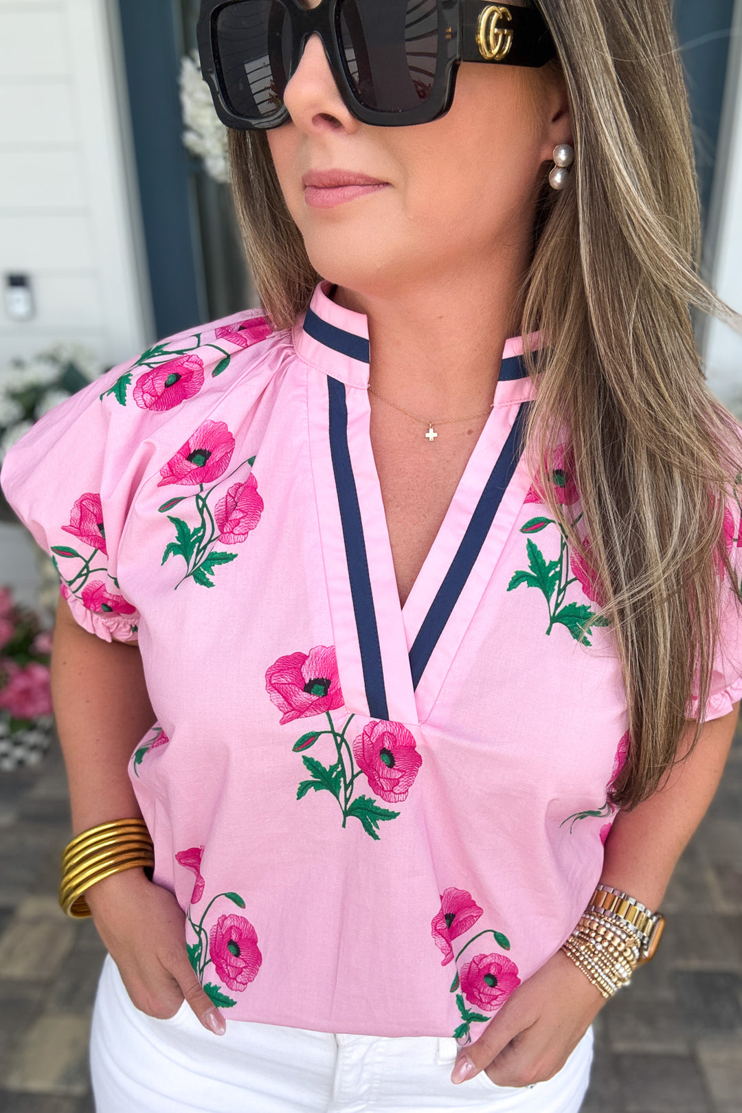 Pink Petals & Pearls Top