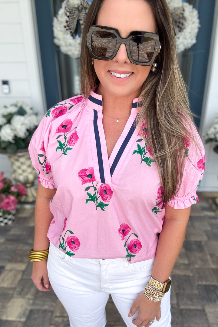 Pink Petals & Pearls Top