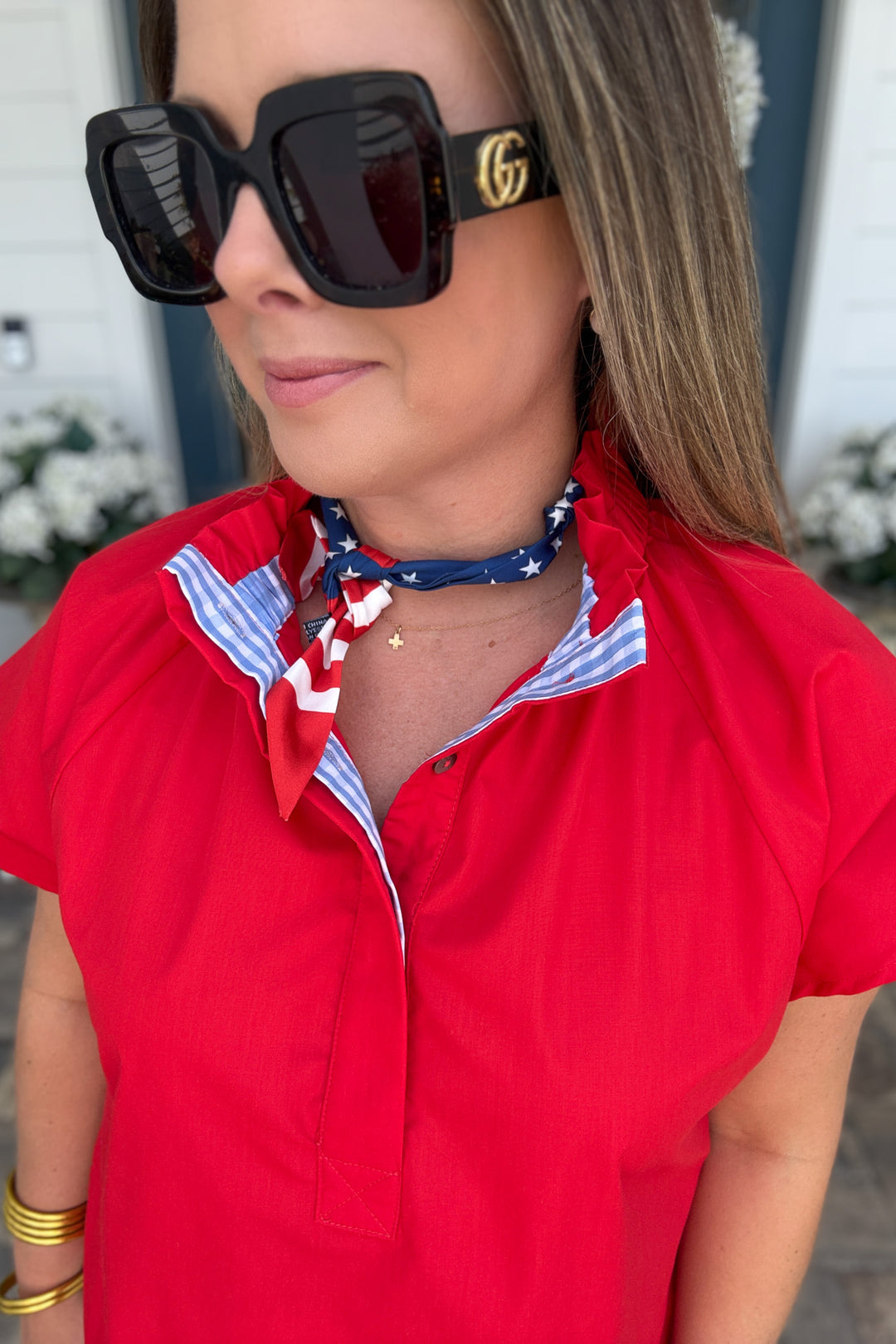 Knotted Flag Print Scarf Necklace